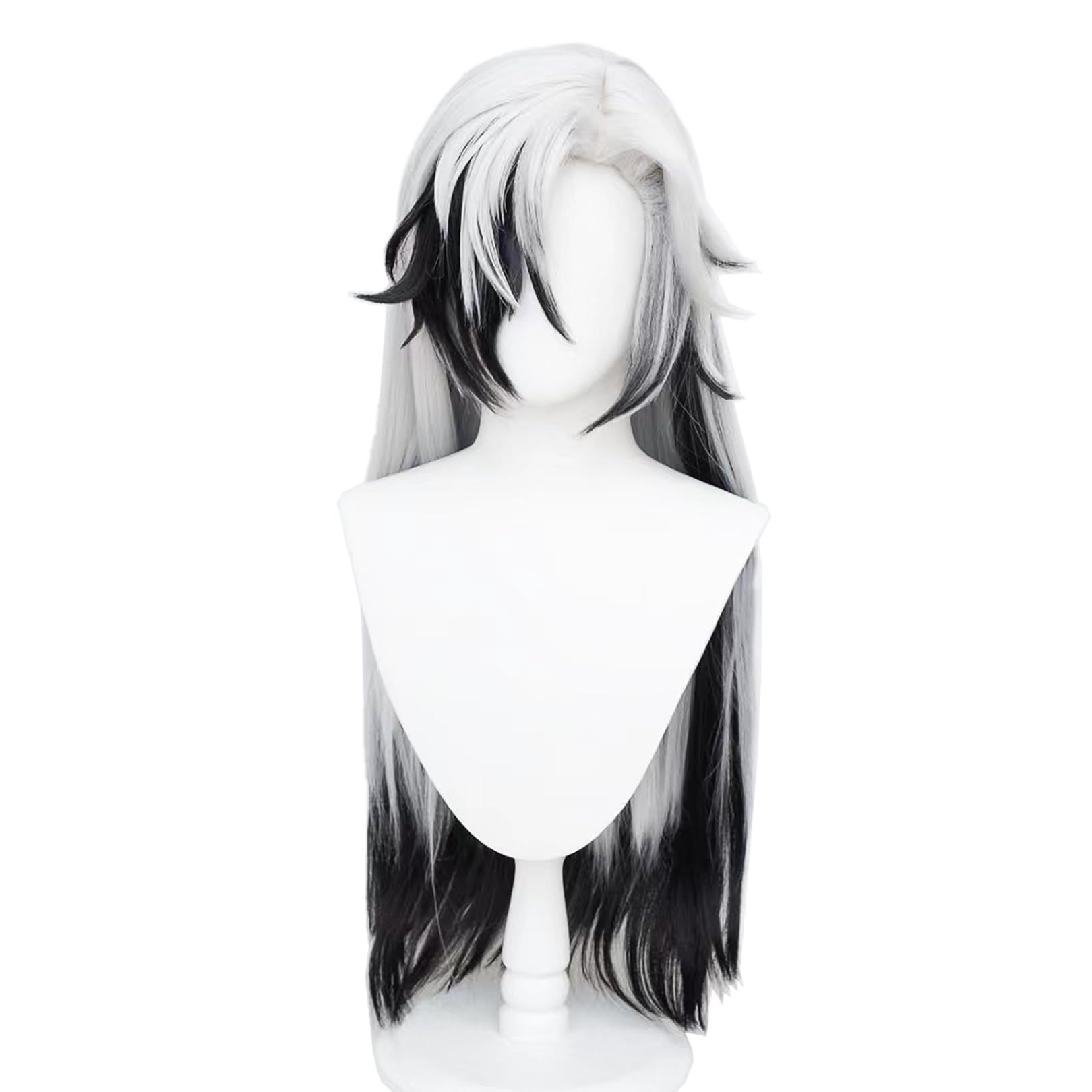 XiongXiongLeHalloween Cosplay Wig Long Straight Silver White Black Roleplay Costume Wigs for Adult Women Cos Anime Game Party Halloween Christmas Comic