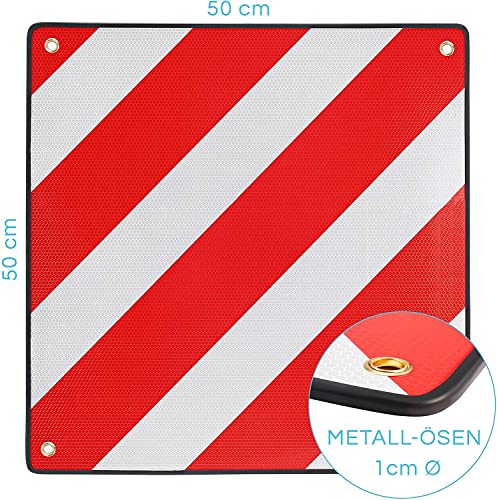 PLANGER® - Warntafel Italien (50 x 50 cm) + Spanner +Tasche - Reflektierendes Warnschild rot weiß für Heckträger u Fahrradträger