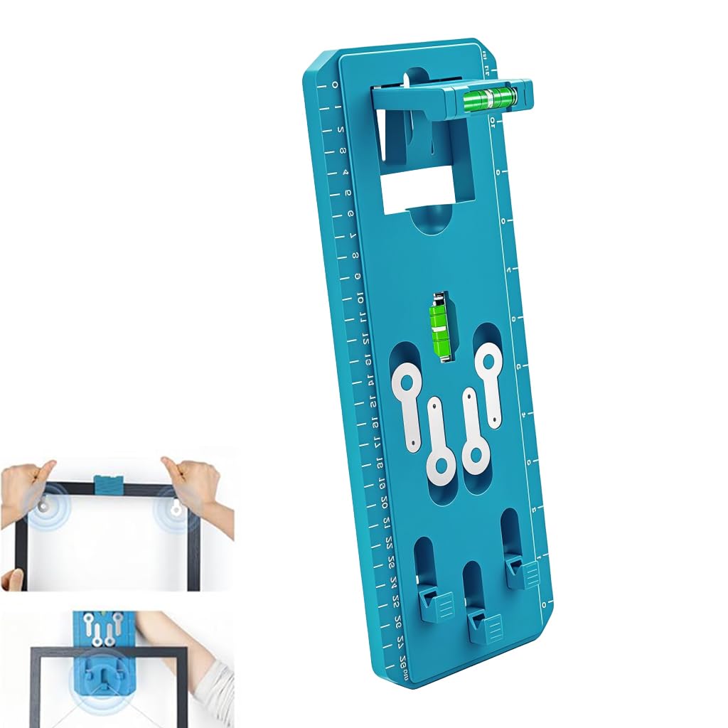 Serplex® Picture Hanging Kit,Upgraded Picture Hanging Tool with Level,Hang Sawtooth/Wire Hangers Fast and Precise Positioning Wall Kit Wall Hanger for Photo Art Painting Frame-Blue-image-39