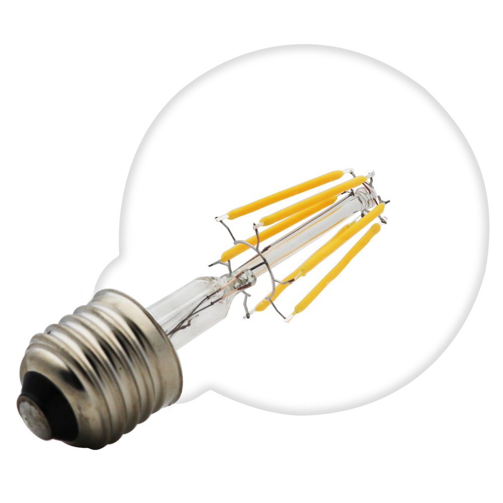 Edison LED globo lampadina G80 E27 4W 6W 8W retrò vintage stile industriale lampada lampadina 220V bianco caldo 2200K metallico e vetro (Diametro： 80mm) (10 Pezzo, 6W)