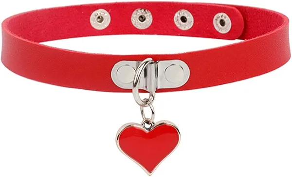 Olbye Lock Heart Choker Necklace Short Black Leather Necklace Punk PU Collar Necklaces Cosplay Necklace Link Chain Gothic Necklace Jewelry for Women and Girls
