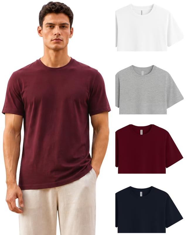 Image of Sleepynuts Men's Everyday Wear Crew Neck Regular Fit T-Shirt | Half Sleeve Solid Plain Casual T-Shirt for Men | Soft Breathable Fabric |