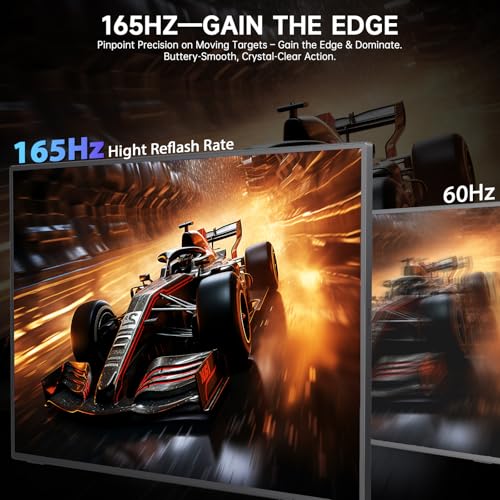 Image of 24.5 inch 2K Portable Monitor, 165Hz Gaming Monitor with 100% sRGB IPS Panel, Built-in Adjustable Stand & VESA Mount, USB-C HDMI External Second Screen for Laptop, PC, Phone, Xbox, PS5, Switch