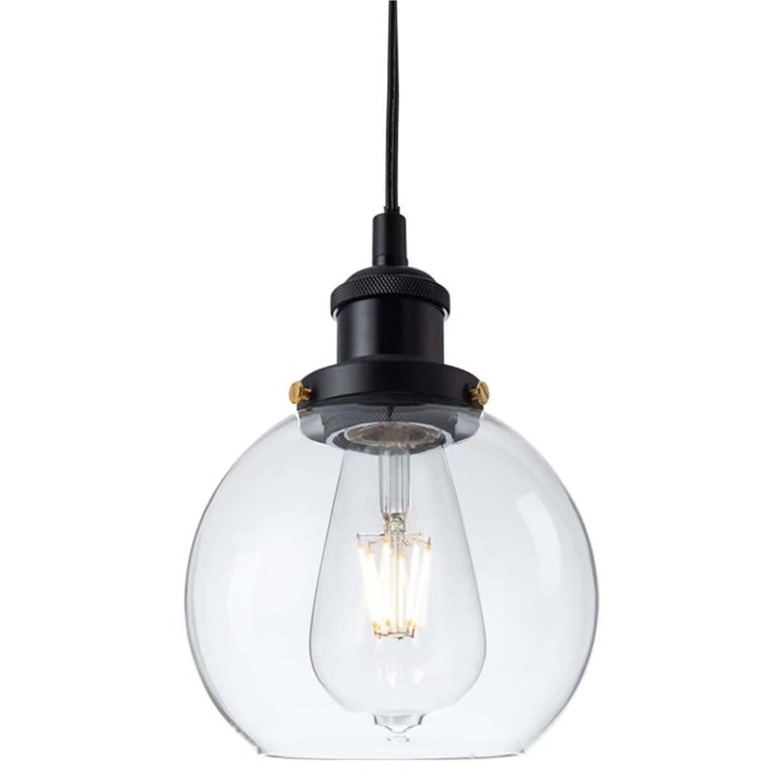 HUAYUSEDF Nordic Industrial Wrought Iron Glass Pendant Lamp Chandelier Hanging Lighting Ceiling Fixture Height Adjustable for Living Room Bedroom Restaurant Bar
