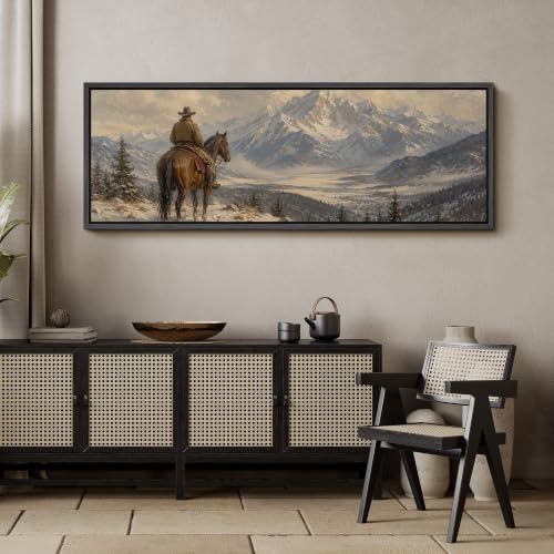 Image of MUDECOR Large Framed Canvas Print Wall Art Cowboy Vista for Living Room