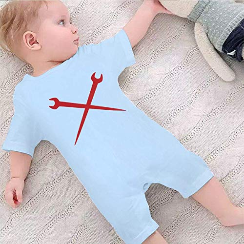 SDHEIJKY Baby Short Sleeve Bodysuit, Ironworker Crossed Tools Baby Boys Girls Onesie Clothes Sky Blue