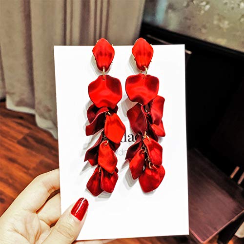 Image of Acrylic Rose Petal Drop Dangle Earrings Bohemian Resin Square /Oval /Hoop /Flower /Heart Statement Earrings for Women Gifts