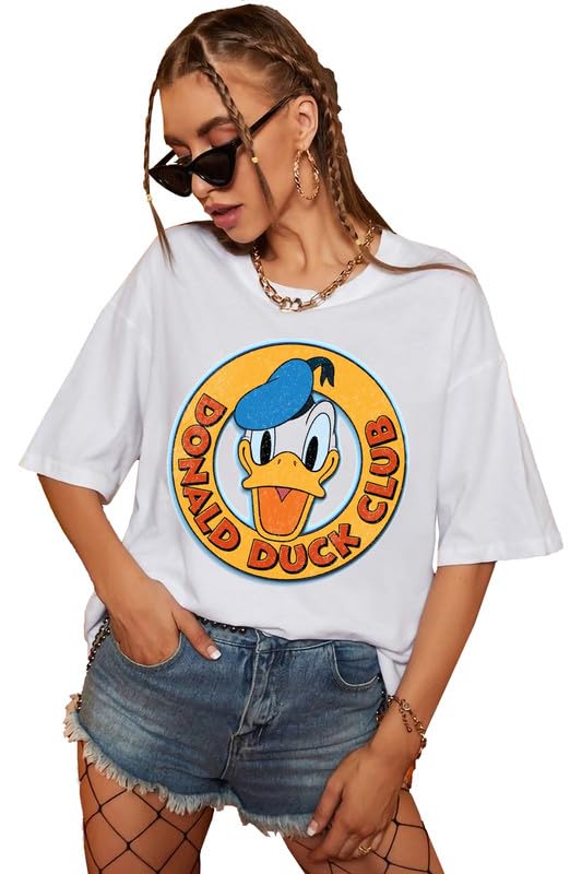 VLAM Donald Duck Club Cartoon Print Womens Oversized Tshirt