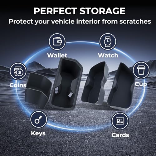 Image of Cup Holder Inserts for Toyota Grand Highlander 2026 2025 2024, Interior Accessories Center Console Front & Rear Cup Holders Covers Protector for 2024-2026 Grand Highlander, Black