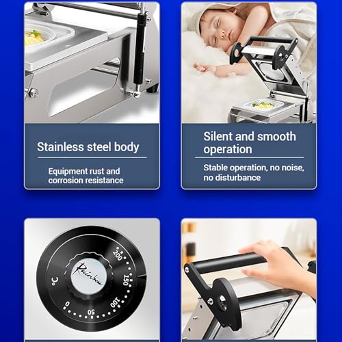 Máquina de sellado térmico para preparación de comidas, sellador de alimentos de prensa manual para cajas de comida para llevar, sellador de bandejas para uso comercial