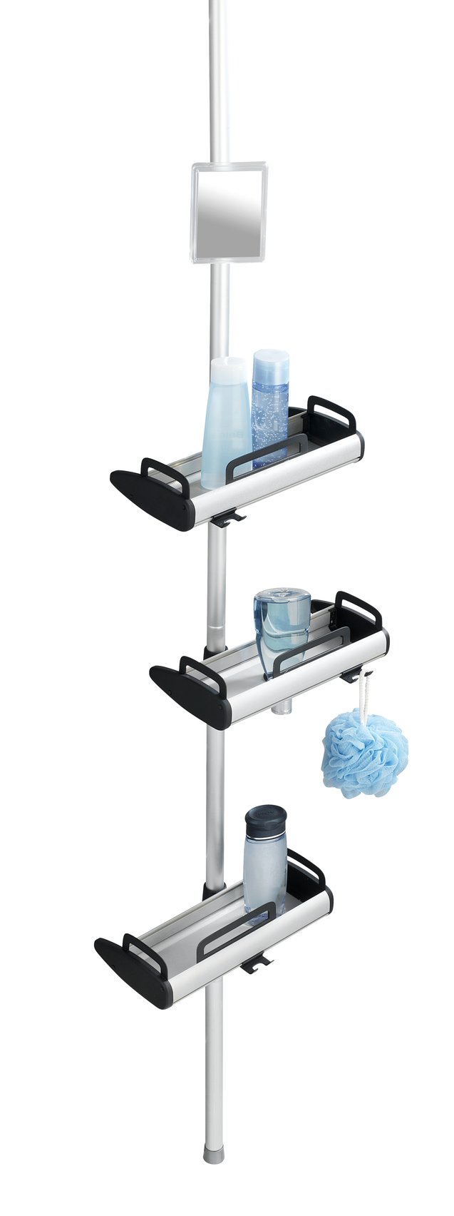 WENKO Scaffale da doccia telescopico Line, Alluminio, 30 x 70-260 x 17 cm, Argento