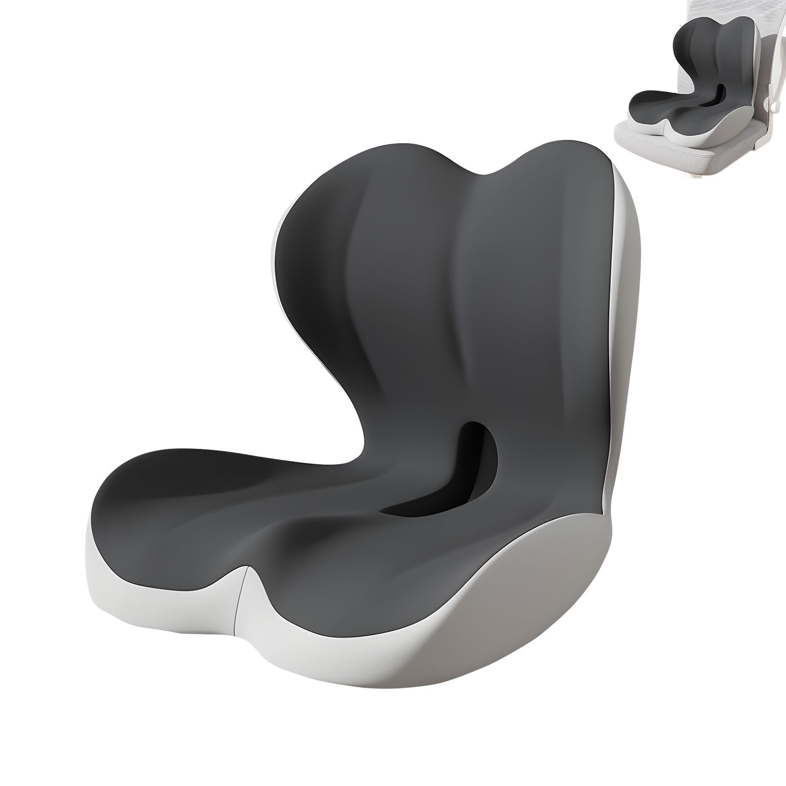 Bottone Ventilated Lumbar Pillow Set Base for Desk Chair Sofa, Correction & Pressure Relief Memory Spume Seat Pillow Back Assist Combo