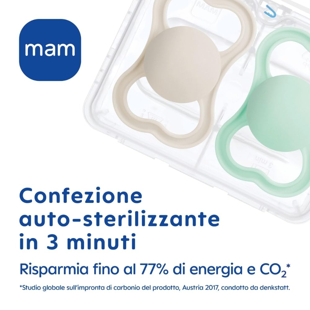 MAM Perfect Night Ciuccio 16+ Mesi Set da 2, Silicone che si Illumina al Buio, Azzurro