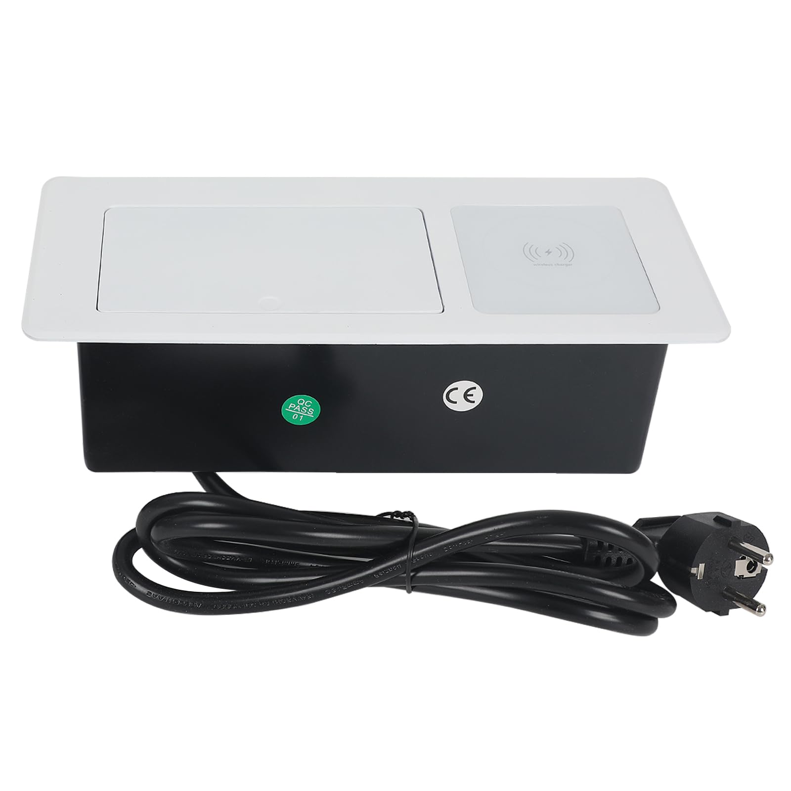 Wysuwane gniazdko elektryczne, 2 gniazda wtykowe do zabudowy, z USB i bezprzewodową ładowarką 15 W, typ C, 20 W, szybkie ładowanie, gniazdko stołowe, do biura, blatu roboczego (białe)