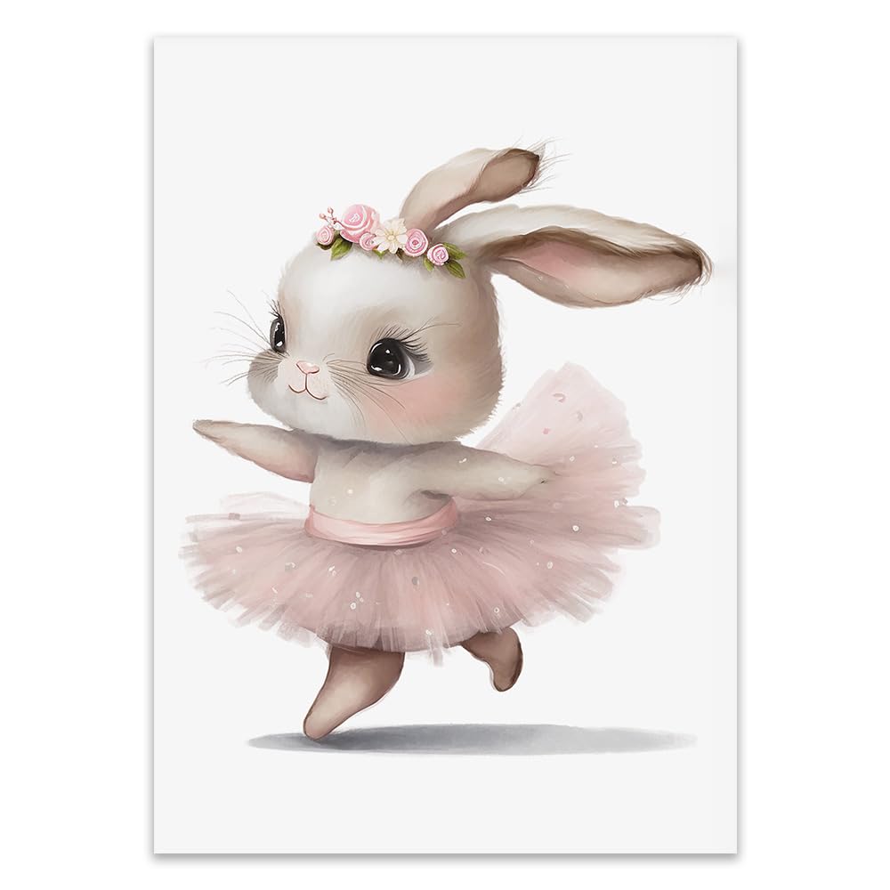 3 Laminas de Conejitos 30X40CM Cuadros Niños Habitacion Infantil Poster Rosa Ballet Lienzo Habitacion Bebe Laminas Animales Bebe Rosa Cuadros de Conejos Poster Habitacion Niña sin Marco