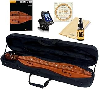 Applecreek Mountain Dulcimer 4-String Solid Cherry Hourglass Body with Instrument Alley, Case, Book, True Tune Tuner, Strings, Polish Kit, Bundle ACD200K - Made in Romania