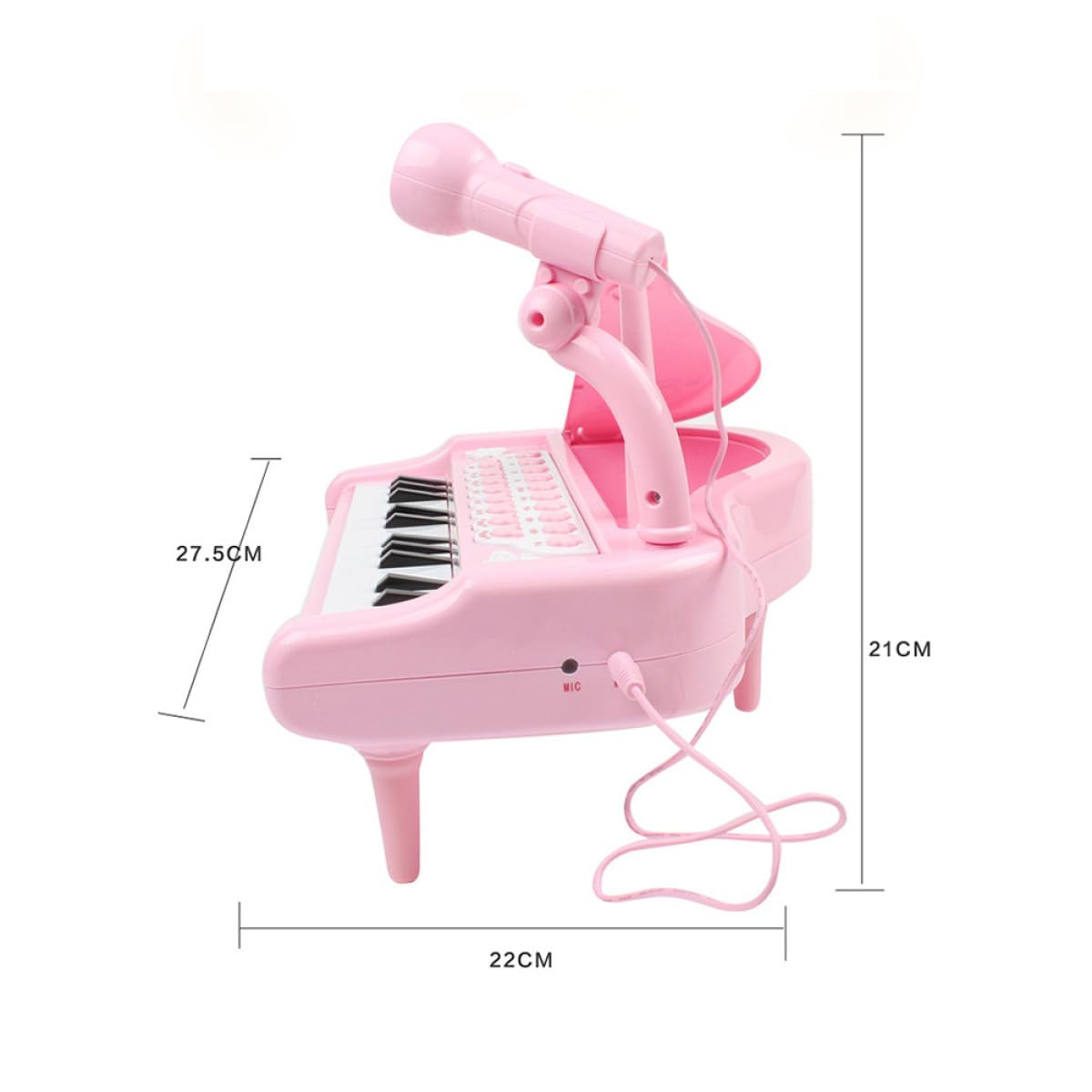 WOONEKY Pianoforte Elettronico Rosa Multifunzionale con Microfono Giocattolo Musicale Educativo per Tastiera con Regolazione Volume senza Batterie Stimola Interesse Musicale Precoce