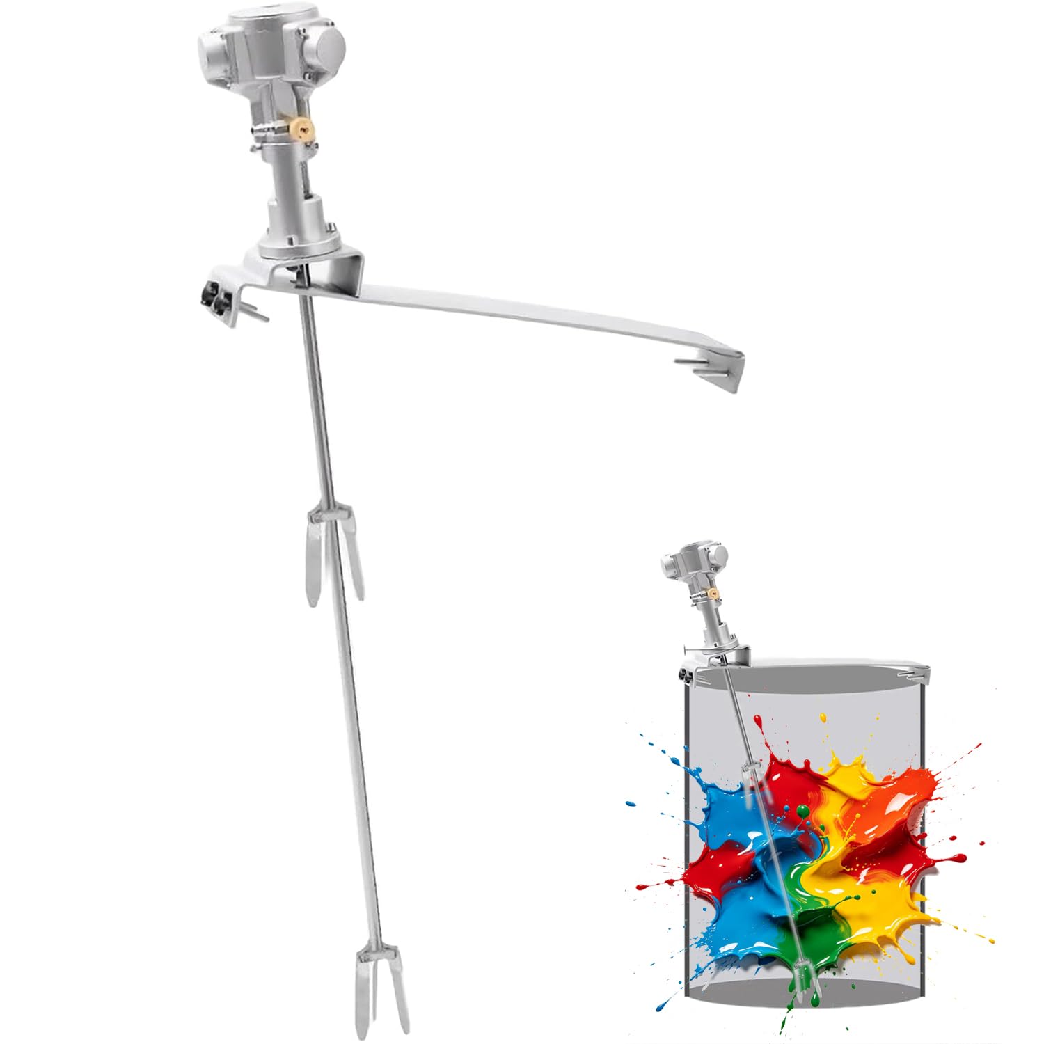 Mezclador de pintura neumático, agitador de aire de 50 galones con 2 hélices plegables, 50-2800 rpm para tinta, líquidos viscosos, tinte y disolución química