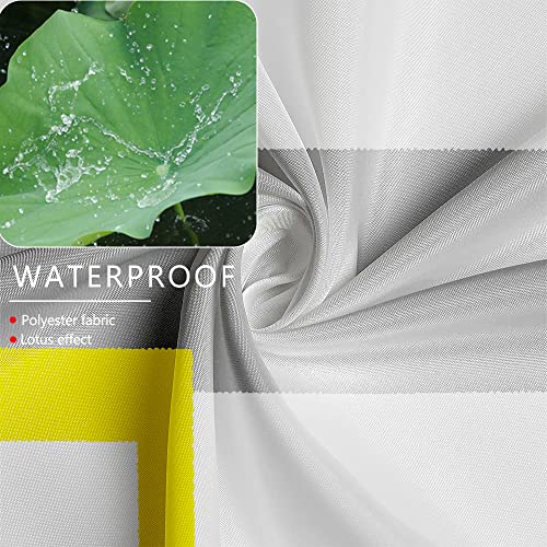 Izayoi Yellow Geometric Shower Curtain Sets, Black White Grey Checkered Bath Curtain Bathroom Decorations,Waterproof Cloth Fabric Size 72X72 Inches With 12 Hooks Set #TOP6