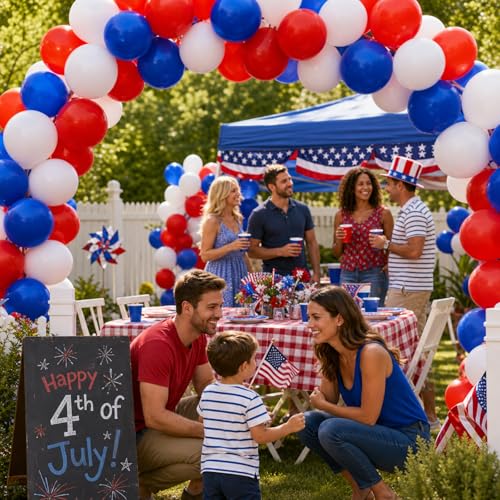 Image of KBZVNAF Red White and Blue Balloons - 60 Pack 12 inch for 4th of July Decorations Independence Day Birthday Baby Shower Wedding Graduation Party Decorations