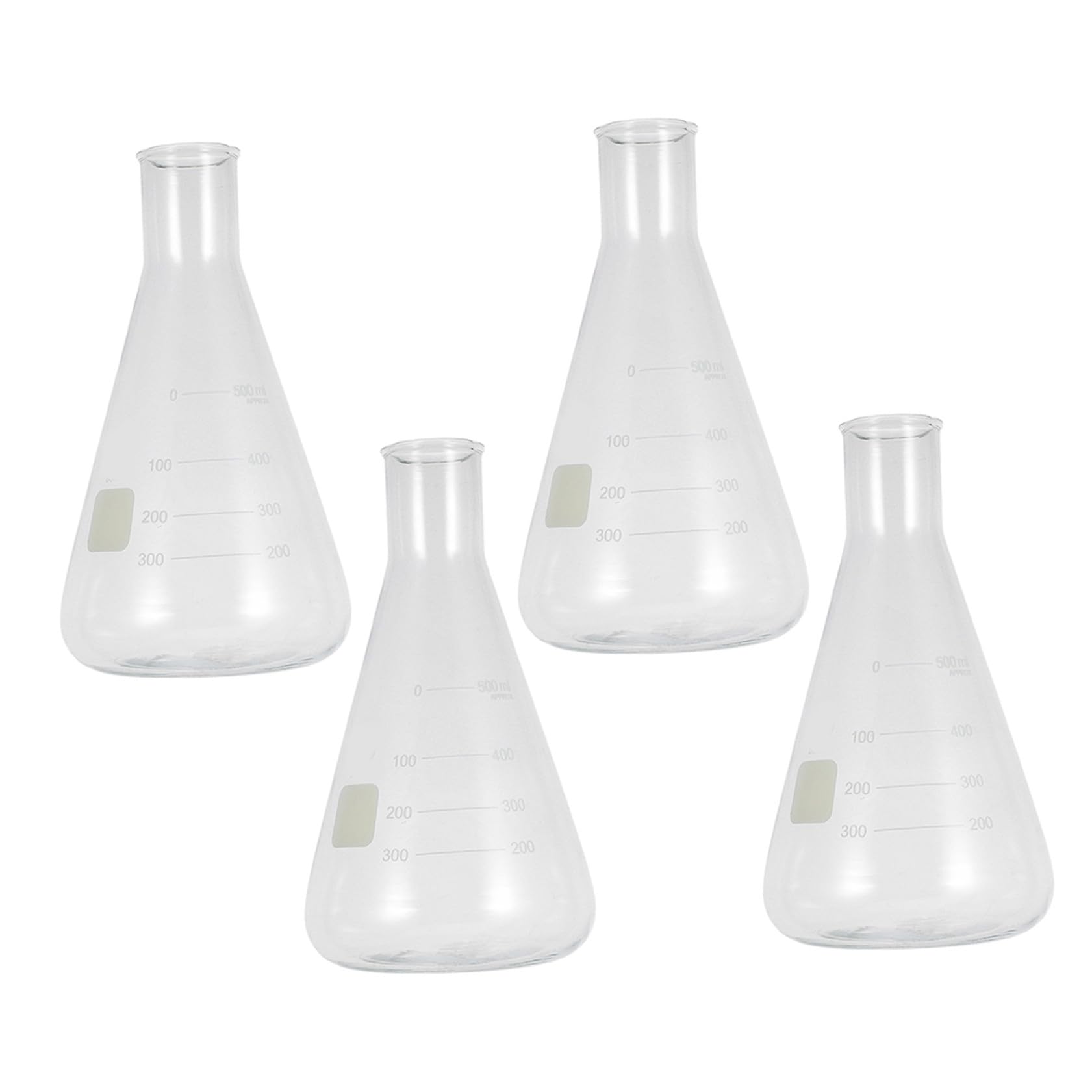 Conjunto de 4 Matraces Cónicos de Vidrio de Borosilicato para Experimentos en Clase de Química Medición Precisa y Diseño Práctico para Estudiantes