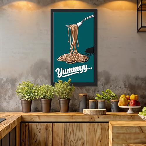 Image of NoWorries Wall art framed painting food posters for cafe decor (Synthetic wood frame) inch300 GSM premium art HD prints inch Wall painting for Home & Kitchen Decor (Pattern illustration)( Set of 1, Framed Painting) (BLACK, ART-7, 10X19INCHES)