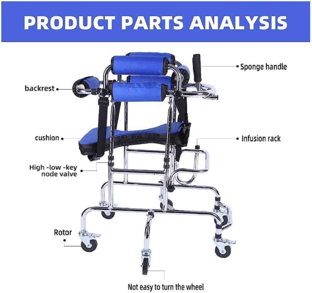 X&Z-XAOY Rollator Leggero Regolabile per Disabili Camminatore A Ruote Portatile Cornice A Piedi Portapiedi in Alluminio Verticale (90-130cm)