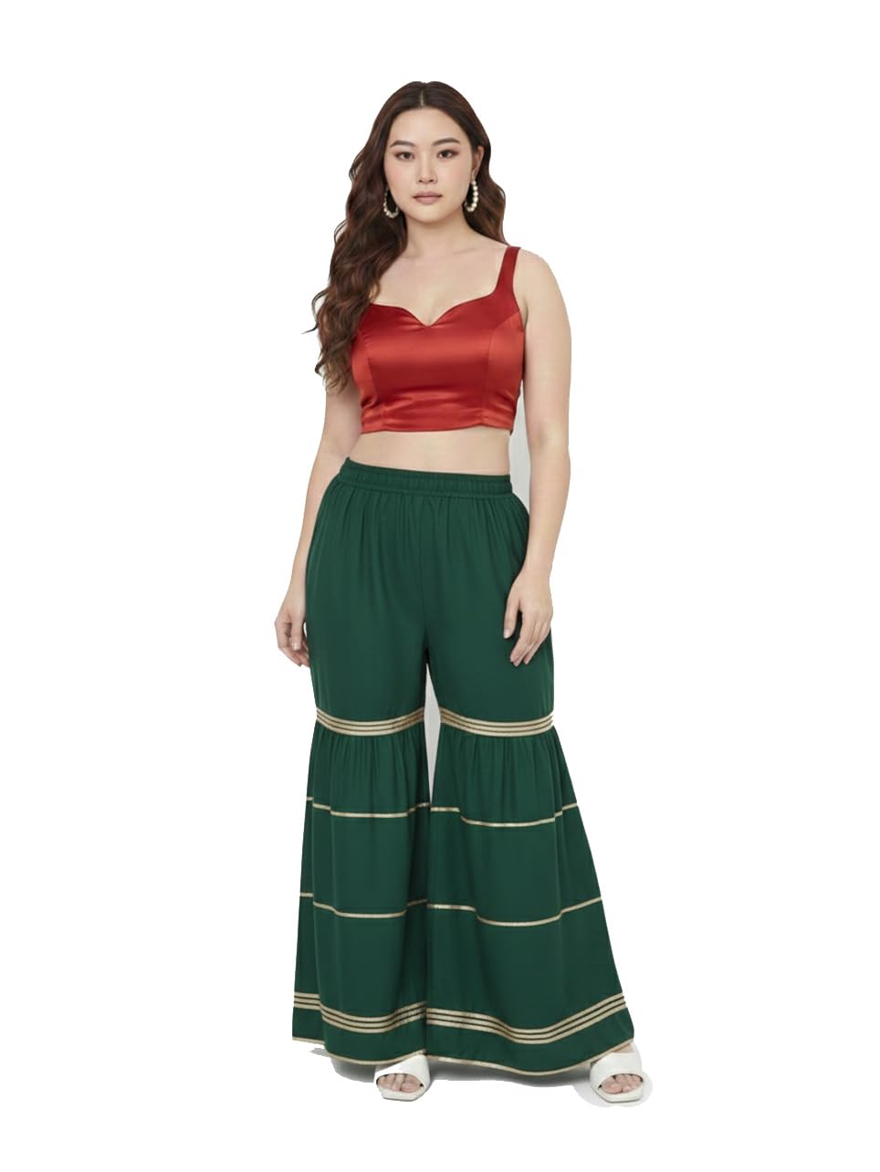 mixfit Women's Cotton Rayon Tiered Sharara Pants | Free Size Comfort Fit (Length 40")-picture-45