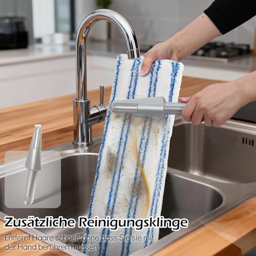 MASTERTOP Bodenwischer Set, Mikrofaser Wischmop Chenille Flachmopp mit Lang Griff, Multifunktionaler...