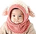 Invierno del bebé Niños Chicas Chicos Tejido Gorro Punto Caliente Lana Cofia Capucha Bufanda Caps Sombreros (Rosada)