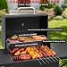 Portable BBQ Barbecue Grill Outdoor Compact Smoker Barbeque Charcoal BBQ Grill Smoker with Side Shelves Temperature Gauge, Warming Rack, and Air Vents for Camping and Garden
