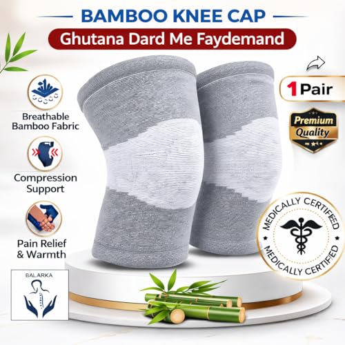 Image of Unisex Bamboo Knee Cap | Adjustable Support for Knee Pain Relief & Injury Prevention | Breathable, Comfortable & Durable - Ideal for Sports, Recovery & Daily Use - (Size - XL)