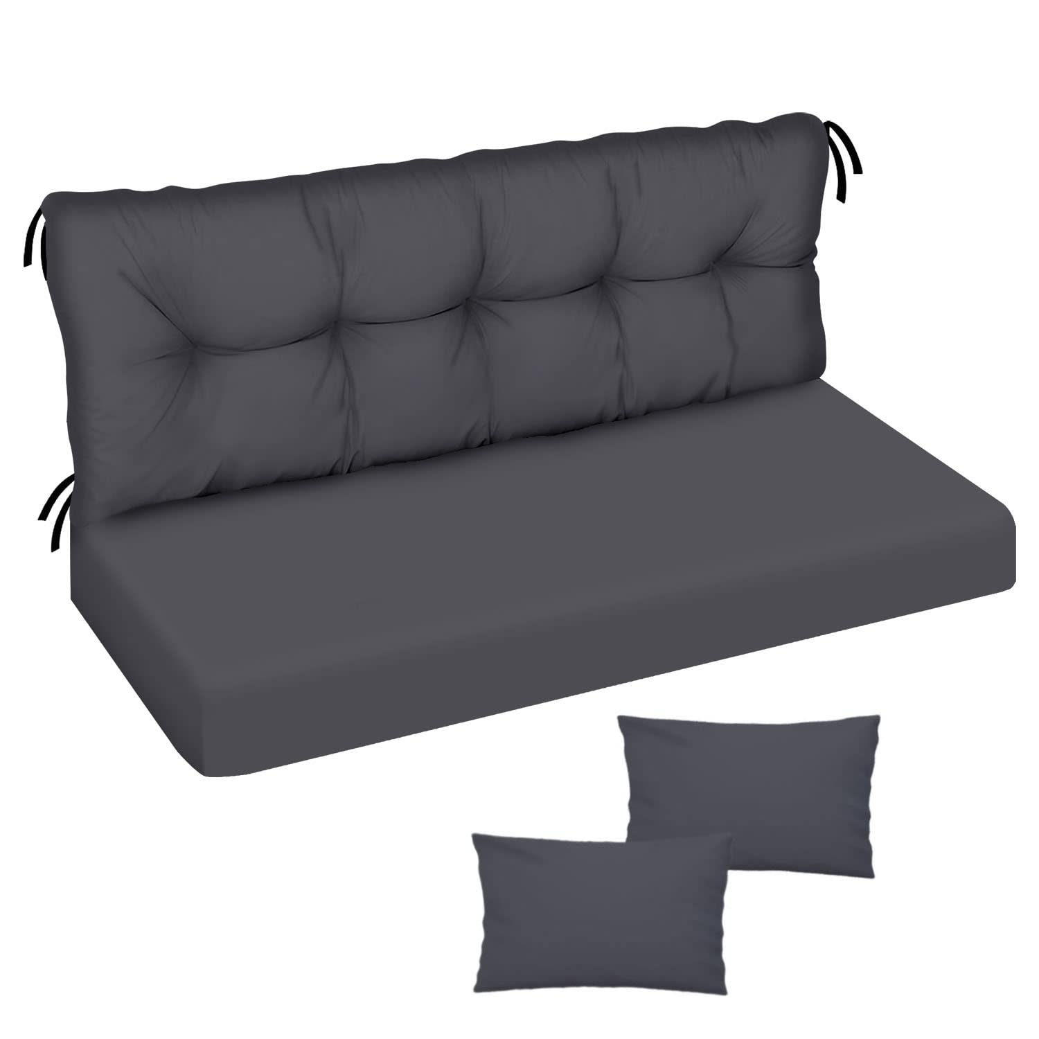 Ferocity Coussin imperméable pour balancelle de Jardin, Matelas 120x50x50 pour Meubles en Palette, Grand Confort Coussins avec Dossier, Meubles de Jardin, Glatt-Pik Graphite [133]