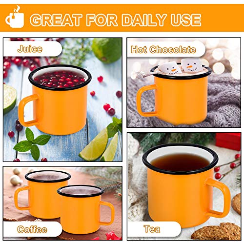 Teamfar Coffee Mug Set Of 6, 12 Oz Enamel Mug Yellow Tea Camp Drinking Cups Mugs Vintage For Camping Picnic Home Use, Non Toxic & Portable, Classic Design & Easy Clean #TOP3