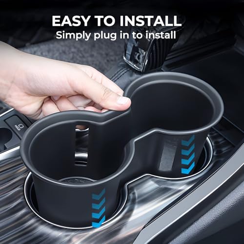 Image of Center Console Cup Holder Inserts for Toyota Camry 2024 2023 2022 2021 2020 2019 2018, Interior Accessories TPE Car Cup Holder for 2018-2024 Camry, Black