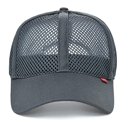 Feicui Men Mesh Trucker Baseball Cap Hat Adjustable 6-Panel Hat Outdoor Sports Wear (Grey) #TOP3