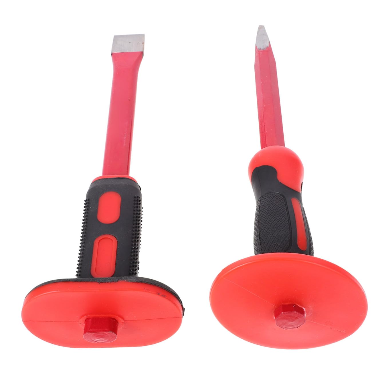 Jeu De Burins à Froid En Acier Chrome-vanadium Trempé 12 Pouces Protège-mains Anti-chocs Ergonomique, Burin Plat Et Pointe Pour Démolition Maçonnerie Béton, 2 Pièces Pour Travaux Intensifs