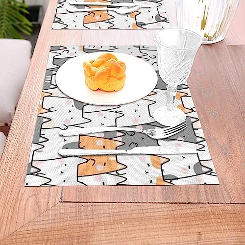 Set de table PVC tissé chat orange résistant chaleur salle à manger