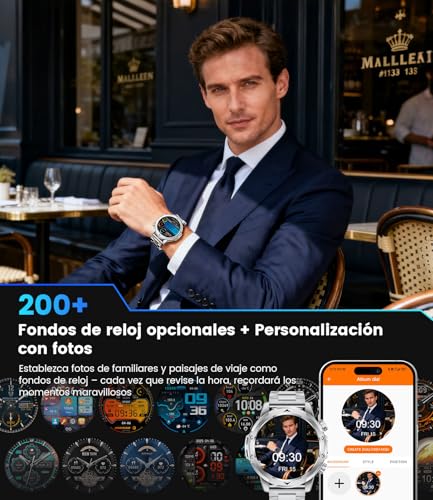 Smartwatch hombre militar 5ATM impermeable con llamadas y pulsómetro integrado 5