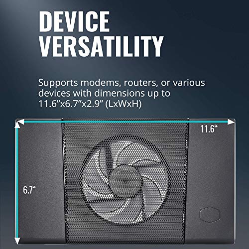 Image of Cooler Master NotePal Connect Stand Network Devices Cooling Solution, Metal Mesh, SickleFlow 120 Reverse Edition Fan, and USB Connectivity