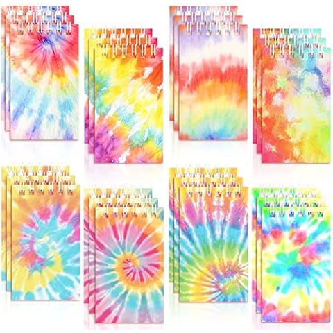 Dianelhall 24 Pcs Mini Tie Dye Notebooks Colorful Party Favors Mini Spiral Notepads Party Supplies for Girls Kids Birthday Party School Classroom Gifts Cover