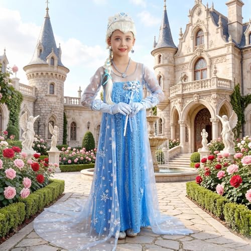 Vestido de Princesa Azul para Niñas con Accesorios miniatura 2