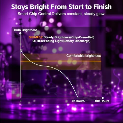 Image of 6 Pack Rechargeable Fairy Lights with Remote & DIY Timer, 7ft 20LED Dimmable Silver Wire String Light for Mason Jar, Mini Twinkle Lights for Indoor Christmas Bedroom Wedding Decor, Purple
