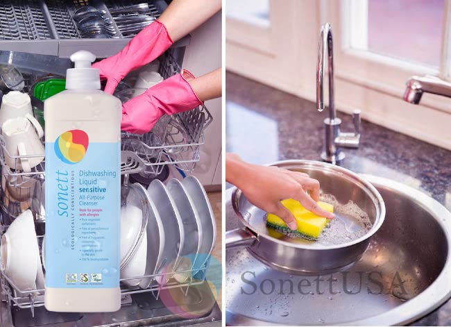 Image of Sonett Organic Dishwashing Liquid, All Purpose Cleaner Sensitive Skin For People With Allergies 17 Fl.Oz (Pack of 6)