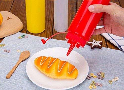 3 Bottiglie Spremi Salsa In Plastica 500ml, Trasparenti, Per Ketchup, Maionese E Olio