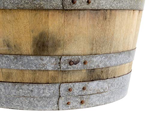 Temesso Barril Mesa - Barril Decorativo - Madera de Roble - 225 litros, Natural (sin fijación de los Anillos)