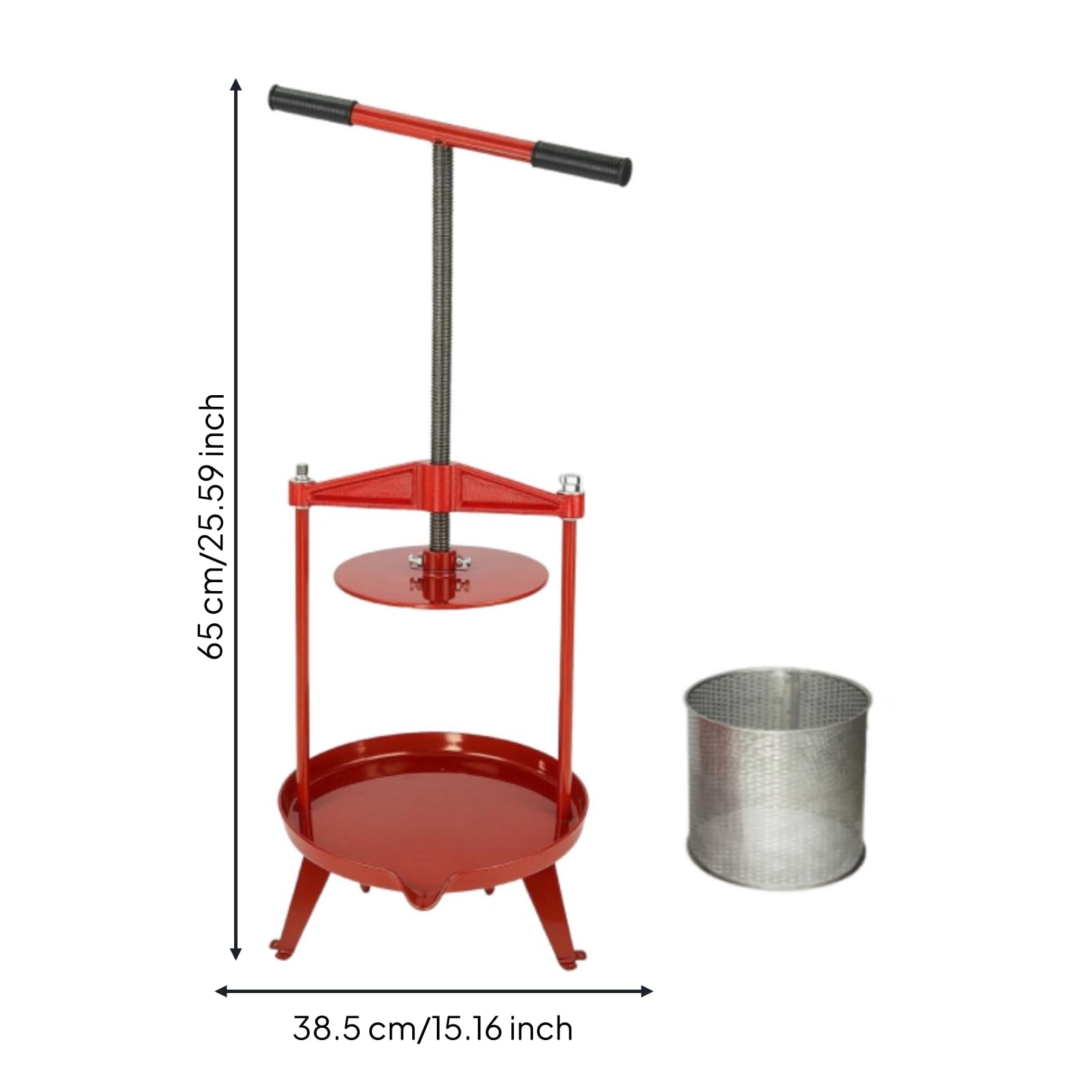 rockible Presse à Vin Manuelle Presse à Fruits Extracteur à Jus Pressoir Cuisine Cylindre Inox Panier Perforé Poignée à Vis Sortie Avant Sac Inclus Adaptée aux Vinification Maison