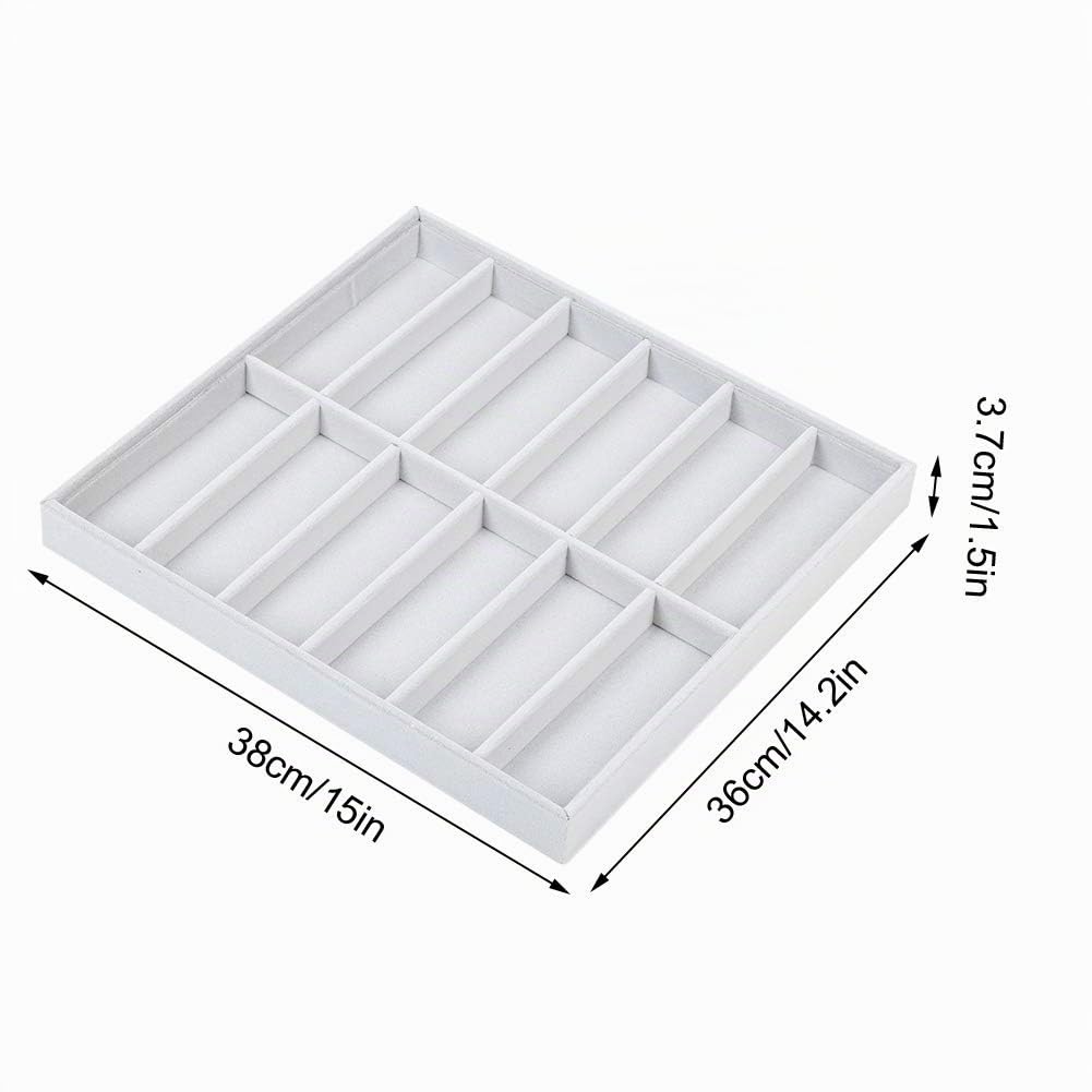 Tiiyee Organizador de Gafas, Organizador Gafas Caja 12Rejillas para Gafas Sol Bandeja Exhibición Terciopelo Las Lentes Clasificación Sol la Almacenamiento Colección Joyas