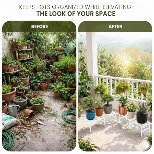 Image of IRON LANDS Metal Pot Stand 72x22x20 Cm | Rust-Proof Matte Powder-Coated Pot Stand for Big Size Plants | Supports Up to 300 Kg| Ideal for Garden Balcony, Outdoor and Indoor Plant Display