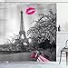Ambesonne Eiffel Tower Decor Paris Monochrome and French kiss Romance Art Prints 69-Inch-by-70-Inch Polyester Waterproof Shower Curtain with Hooks, Multi 18